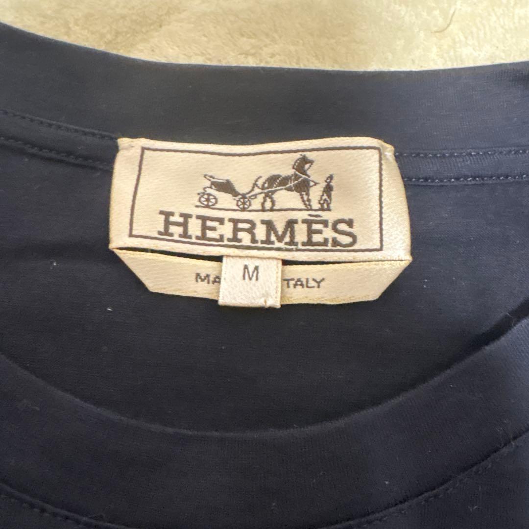 HERMES エルメス ネイビー グラフィックTシャツ M 半袖