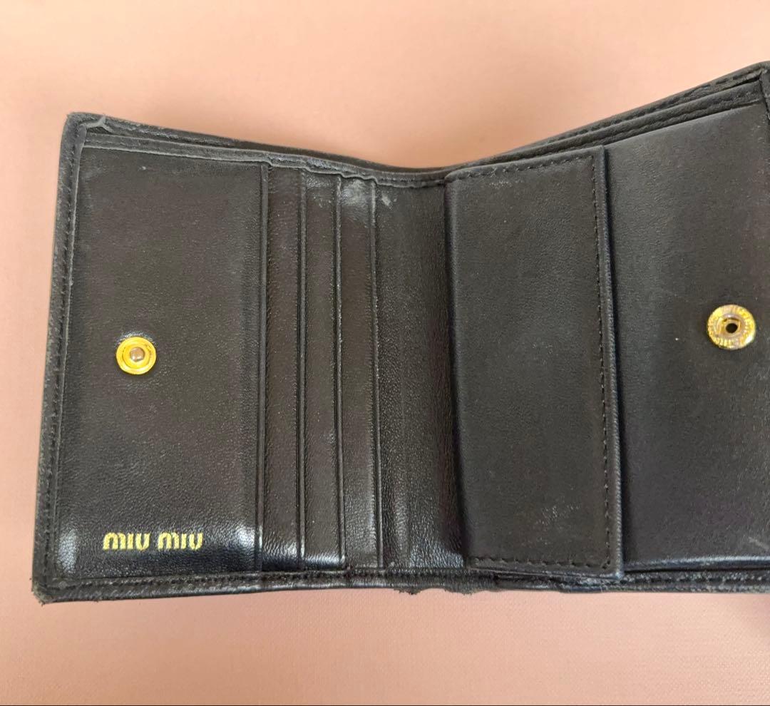 miumiu 財布 二つ折り ブラック マテラッセ