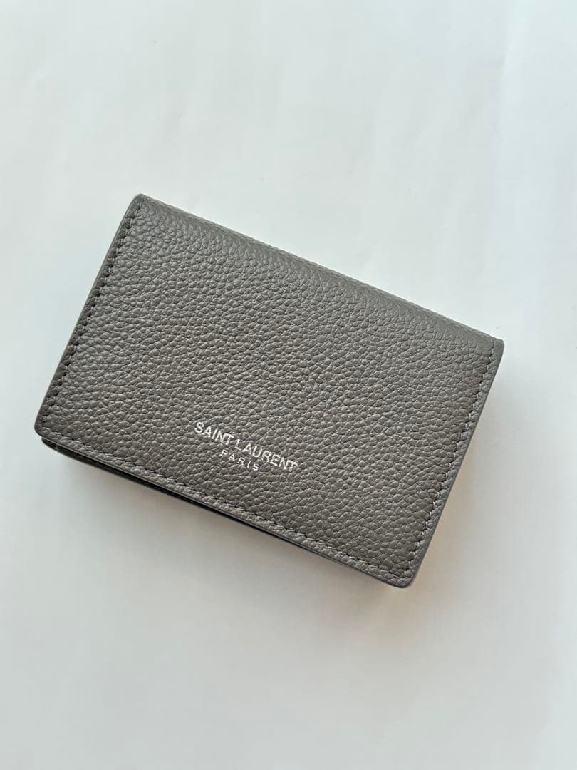 [超美品] SAINT LAURENT グレー 三つ折り財布　サンローラン