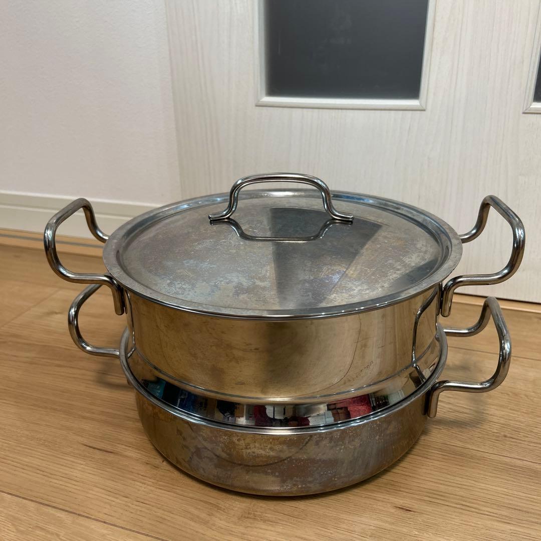 ジオ・プロダクト　蒸し器付鍋　25㎝　ジオプロダクト　両手鍋　ステンレス