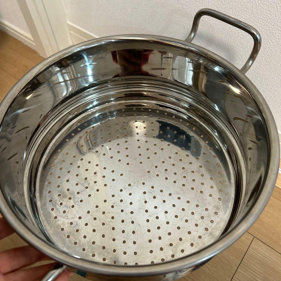ジオ・プロダクト　蒸し器付鍋　25㎝　ジオプロダクト　両手鍋　ステンレス
