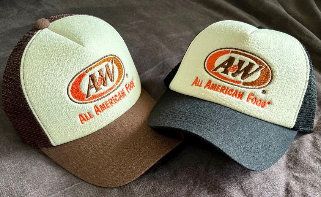 エイアンドダブリュ A&W メッシュキャップ ブラック ブラウン　２個セット