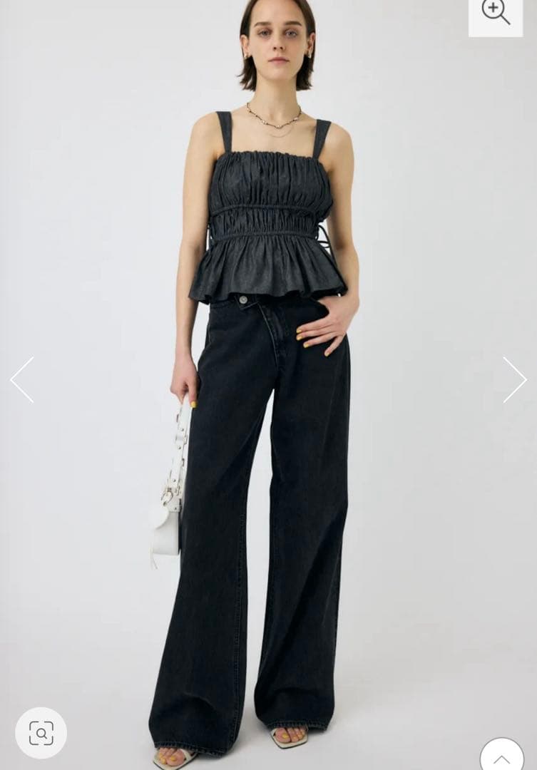 【moussy】 CROSS WAIST WIDE STRAIGHT BLK