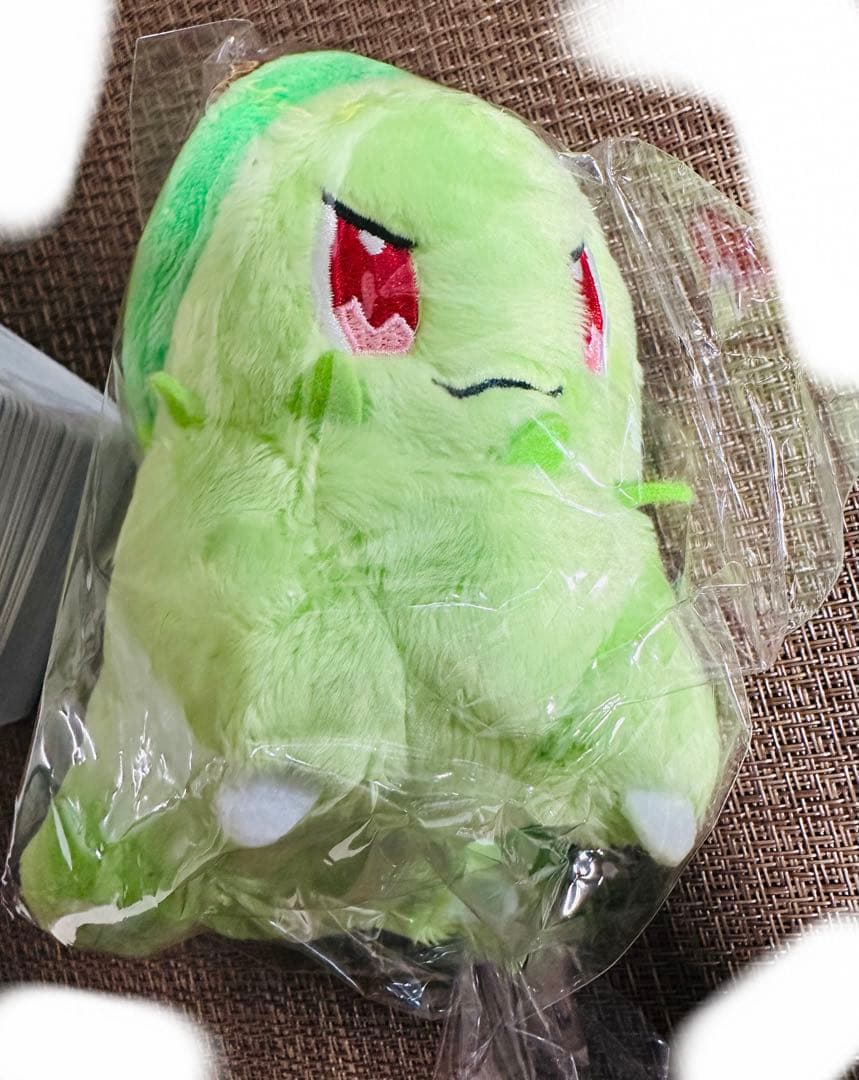 【中国限定】ポケモンカードゲーム チコリータ可動ぬいぐるみ 頭の葉っぱ動きます！