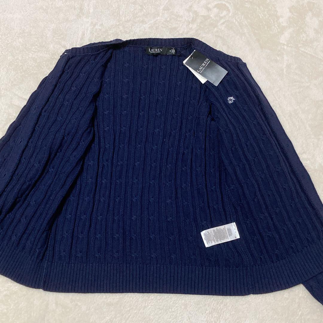 【新品】タグ付き ローレン ラルフローレン ケーブルニット カーディガン 刺繍