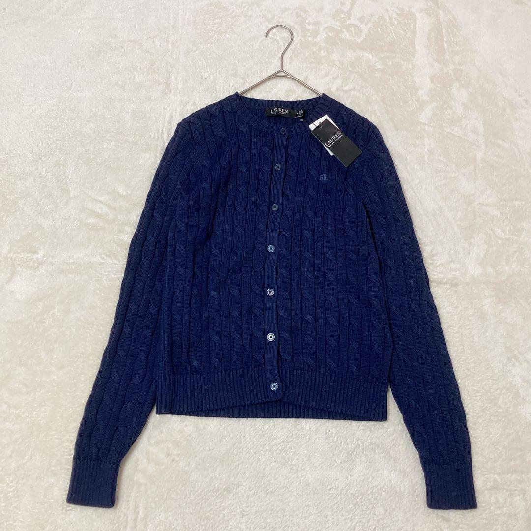 【新品】タグ付き ローレン ラルフローレン ケーブルニット カーディガン 刺繍