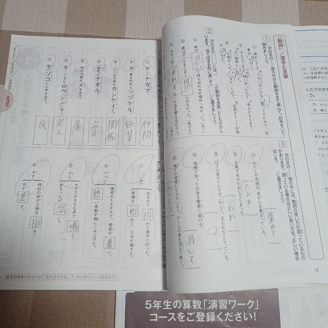中学入試 授業テキスト・演習ワーク・答えの本　進研ゼミ４年12号セット