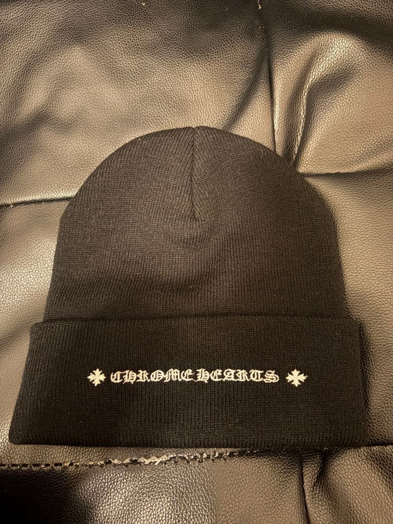 CHROME HEARTS風 ブラックビーニー ニット帽