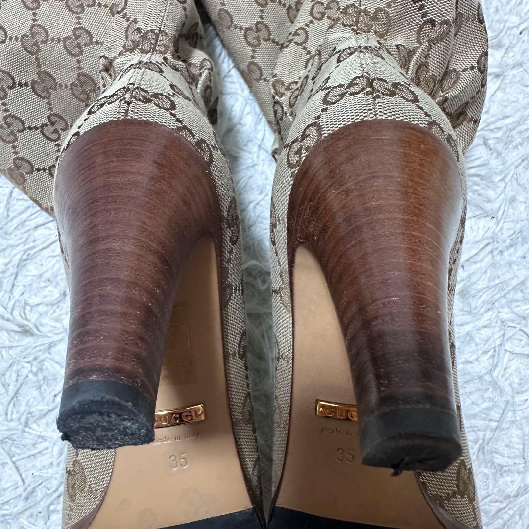 GUCCI GG柄 ニーハイブーツ 35 保存袋付 イタリア製