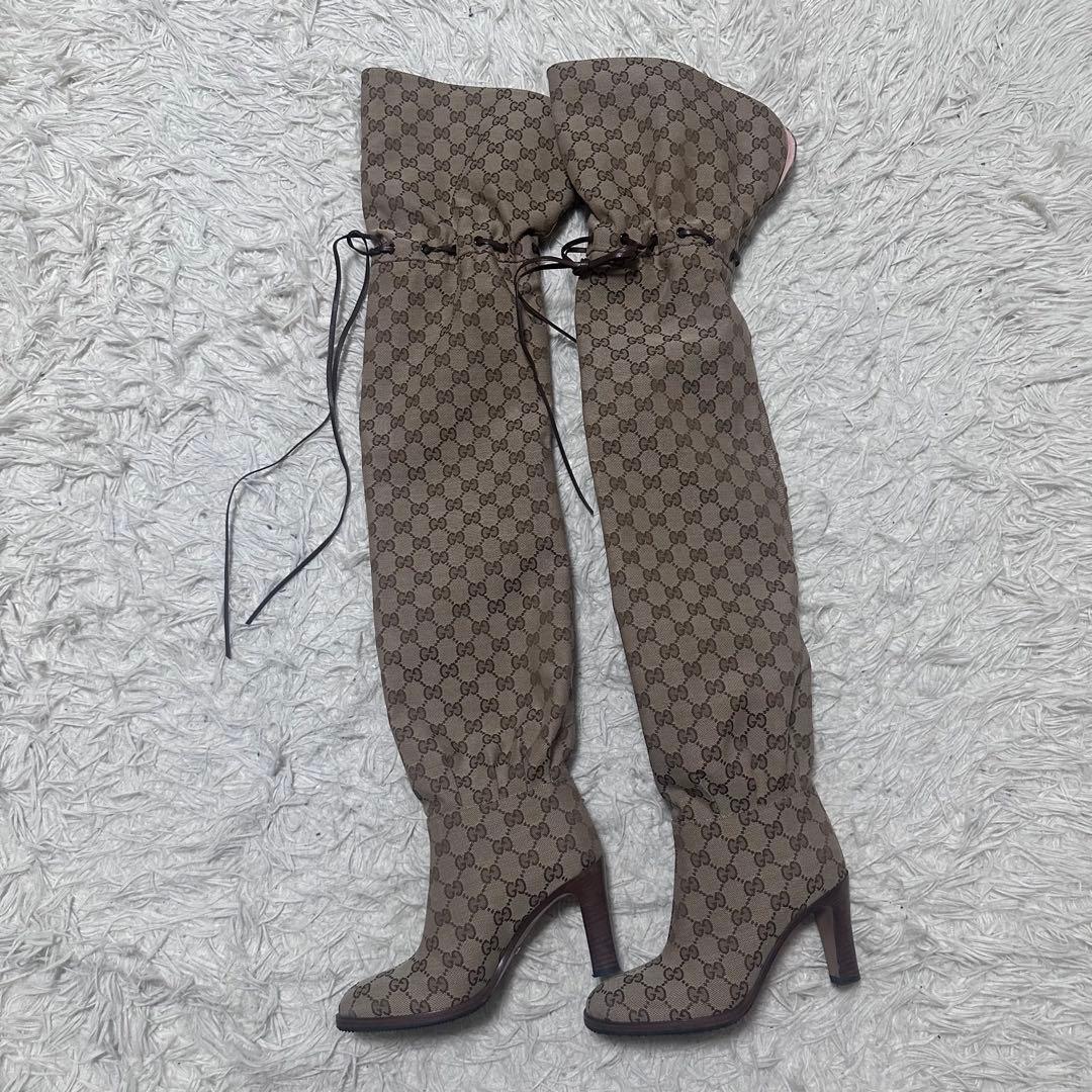 GUCCI GG柄 ニーハイブーツ 35 保存袋付 イタリア製