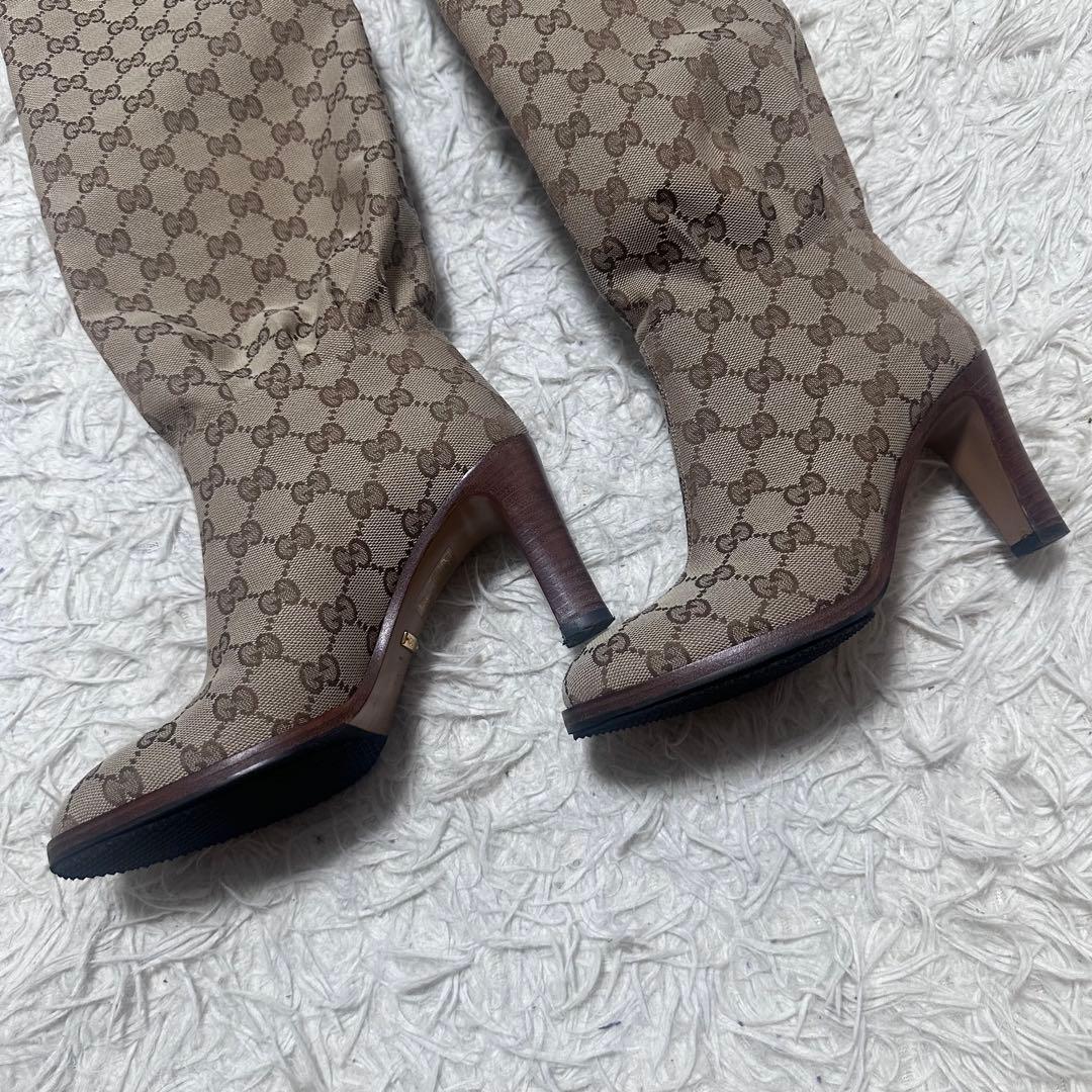 GUCCI GG柄 ニーハイブーツ 35 保存袋付 イタリア製