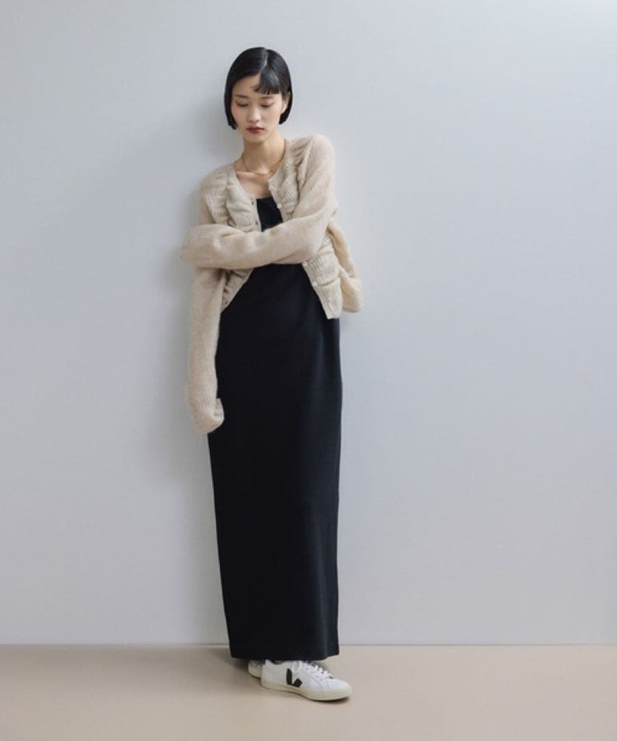 【WEB限定】ダブルモヘアシャーリングカーディガン ベージュ　アダムエロペ