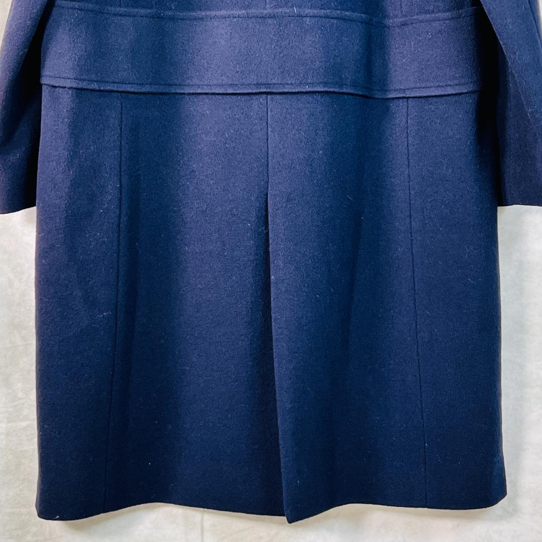 【美品☆スタジオピッコーネ】ウールコート カシミヤ混 裏地ダックス柄 ネイビー