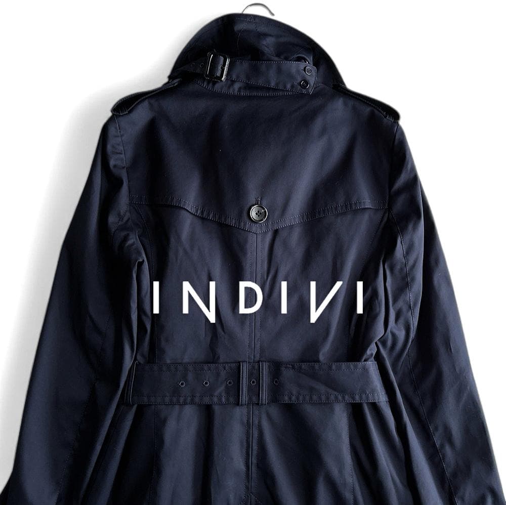 極美品 インディヴィ 防シワ 中綿ライナー付 2WAY ロングトレンチコートL