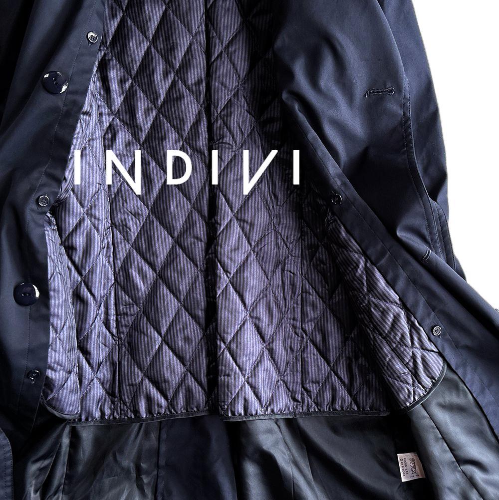 極美品 インディヴィ 防シワ 中綿ライナー付 2WAY ロングトレンチコートL