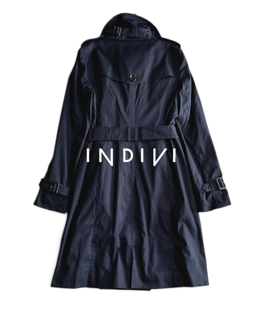 極美品 インディヴィ 防シワ 中綿ライナー付 2WAY ロングトレンチコートL
