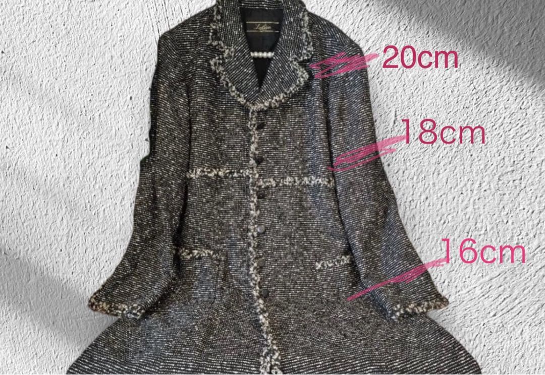 サ*ン様 《極美品》《レリアン》《ツイードコート》《フレアAライン》《ブラック&