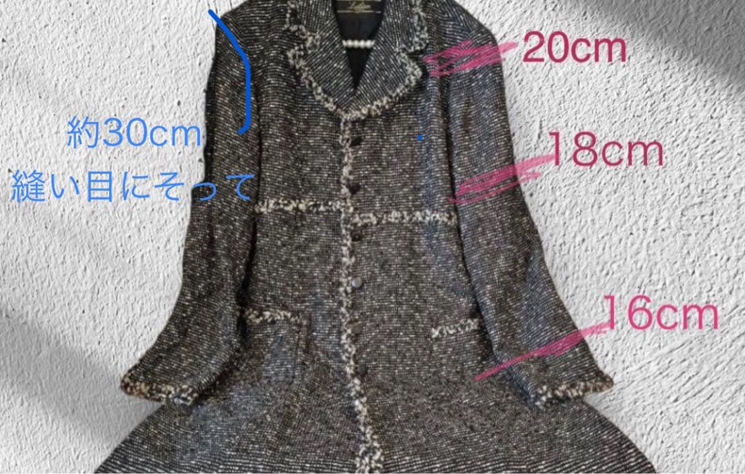 サ*ン様 《極美品》《レリアン》《ツイードコート》《フレアAライン》《ブラック&