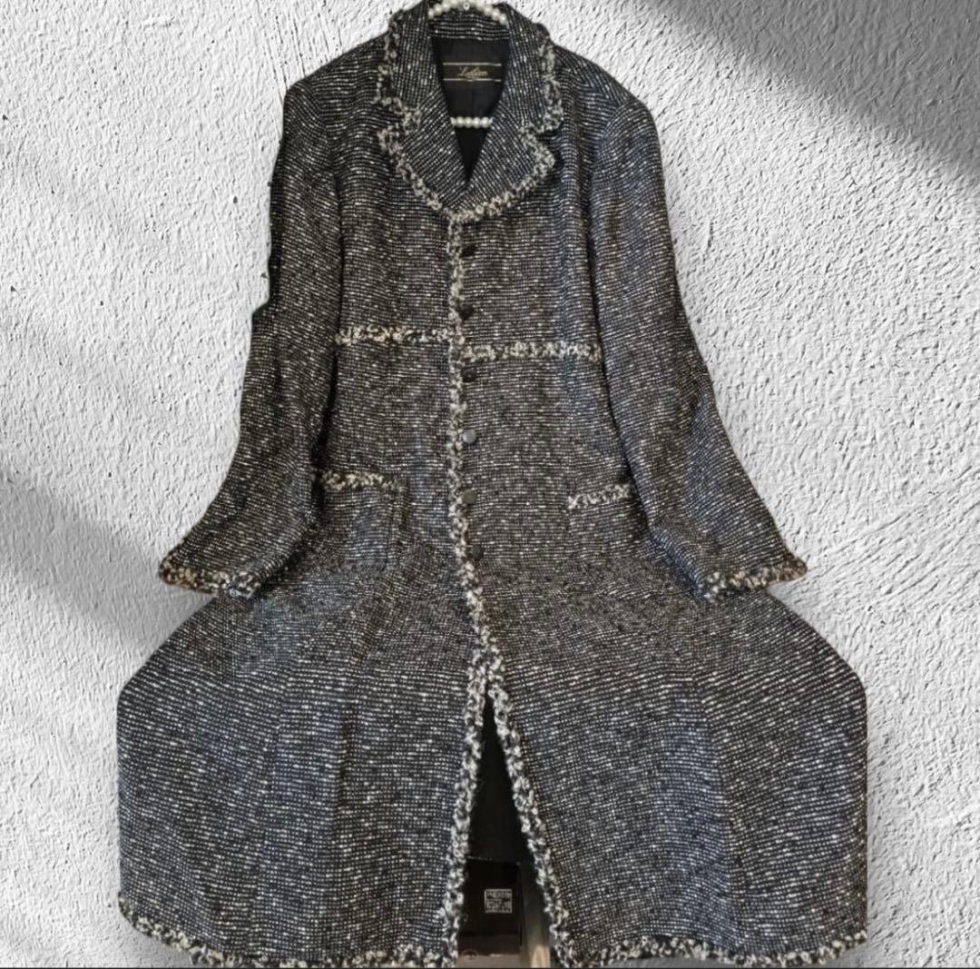 サ*ン様 《極美品》《レリアン》《ツイードコート》《フレアAライン》《ブラック&