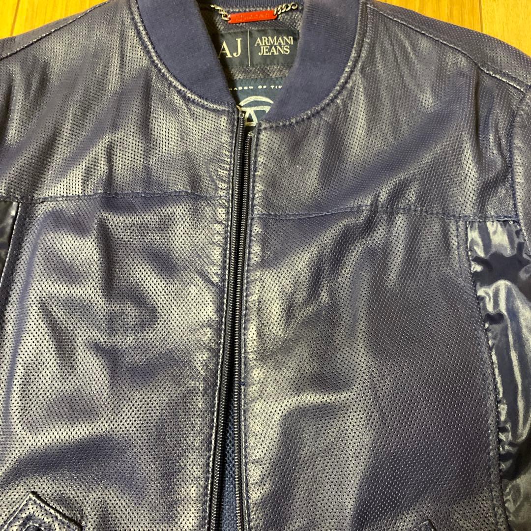 ARMANI JEANS パンチング加工シングルライダース風ジャンパー