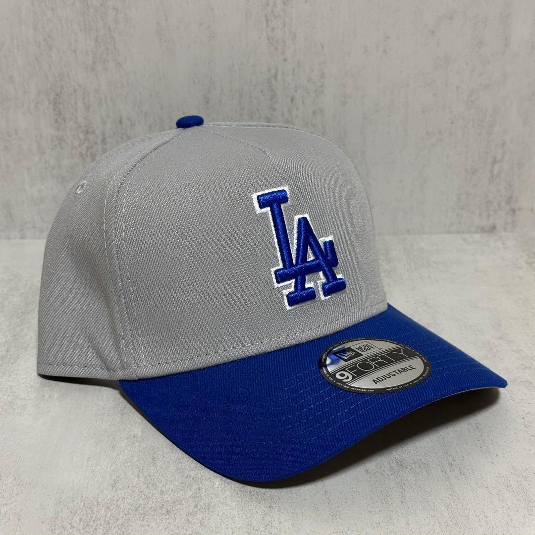 【海外限定モデル】 ドジャース 9FORTY グレー 青 ツートン キャップ ①