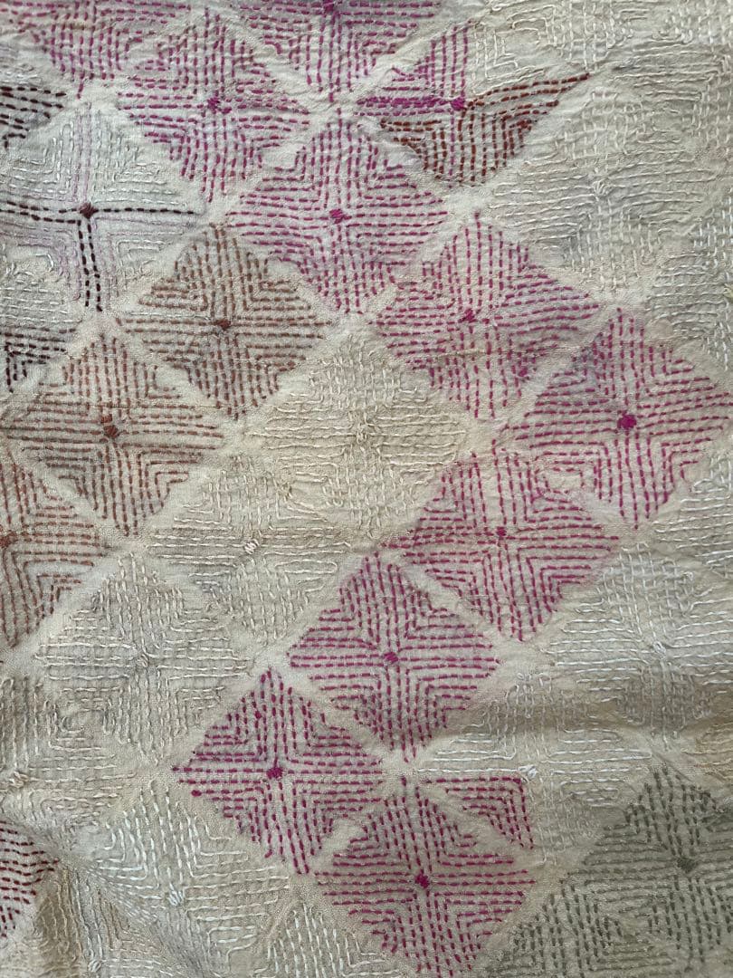 ヴィンテージシルクカンタ刺繍大判ストール　グランピエ