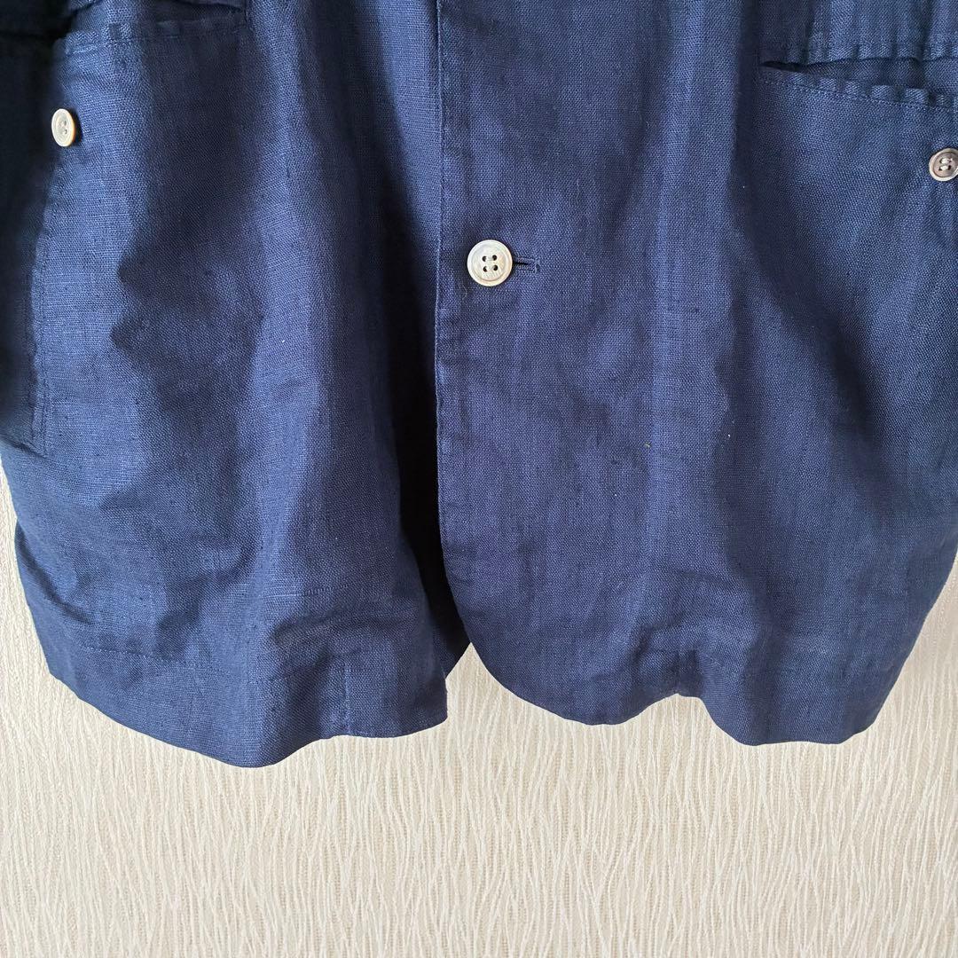 Papas パパス リネン100% カバーオール ネイビー M ジャケット