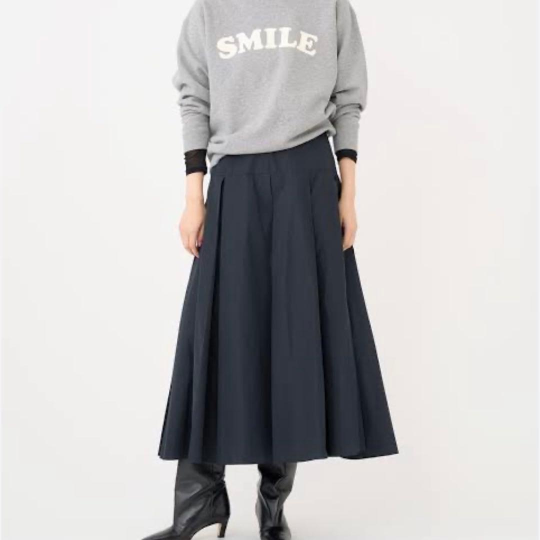 IENA LA BOUCLE ポリエステルタフタボリュームスカート ネイビー