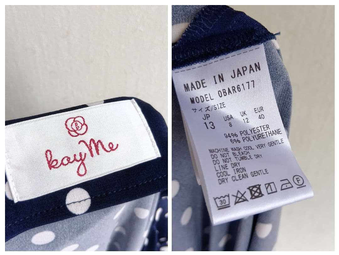 Kay me ドット柄ワンピース 七分袖 大きいサイズ