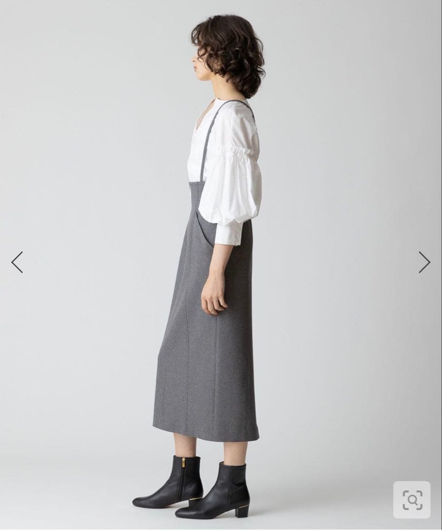 allureville フロントジップサスペンダースカート　グレー　01