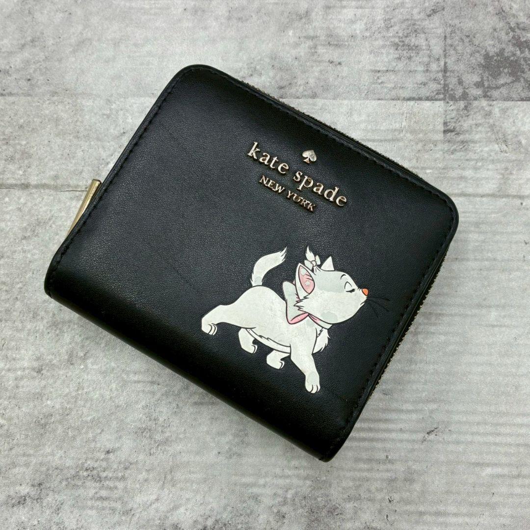 kate spade ケイトスペード 二つ折り 財布 マリーちゃん 黒 ディズニ
