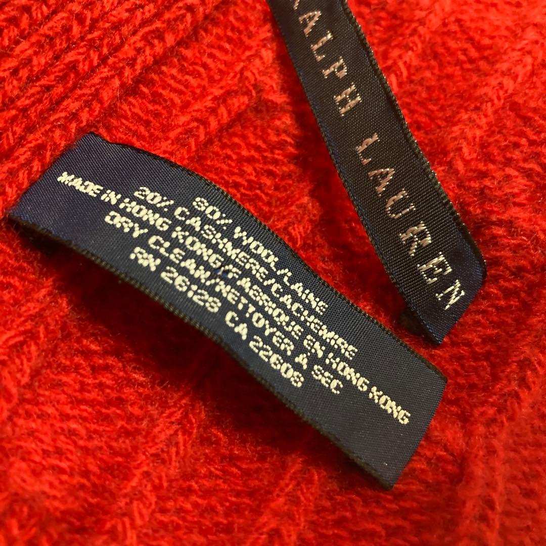 ラルフローレン　Ralph Lauren ケーブルニット　赤　マフラー　ストール