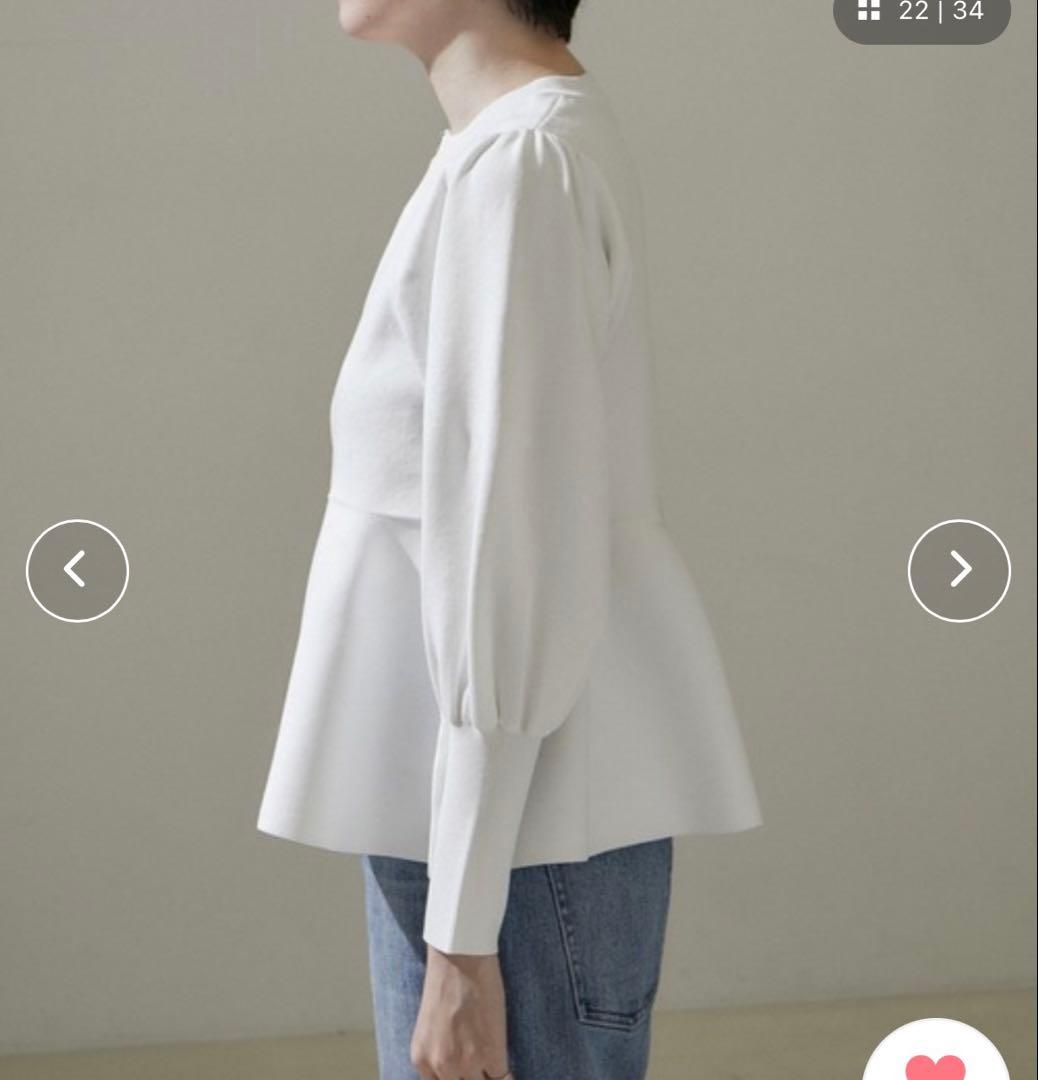 美品 サロン アダムエロペ ジップ ペプラムカーディガン 白