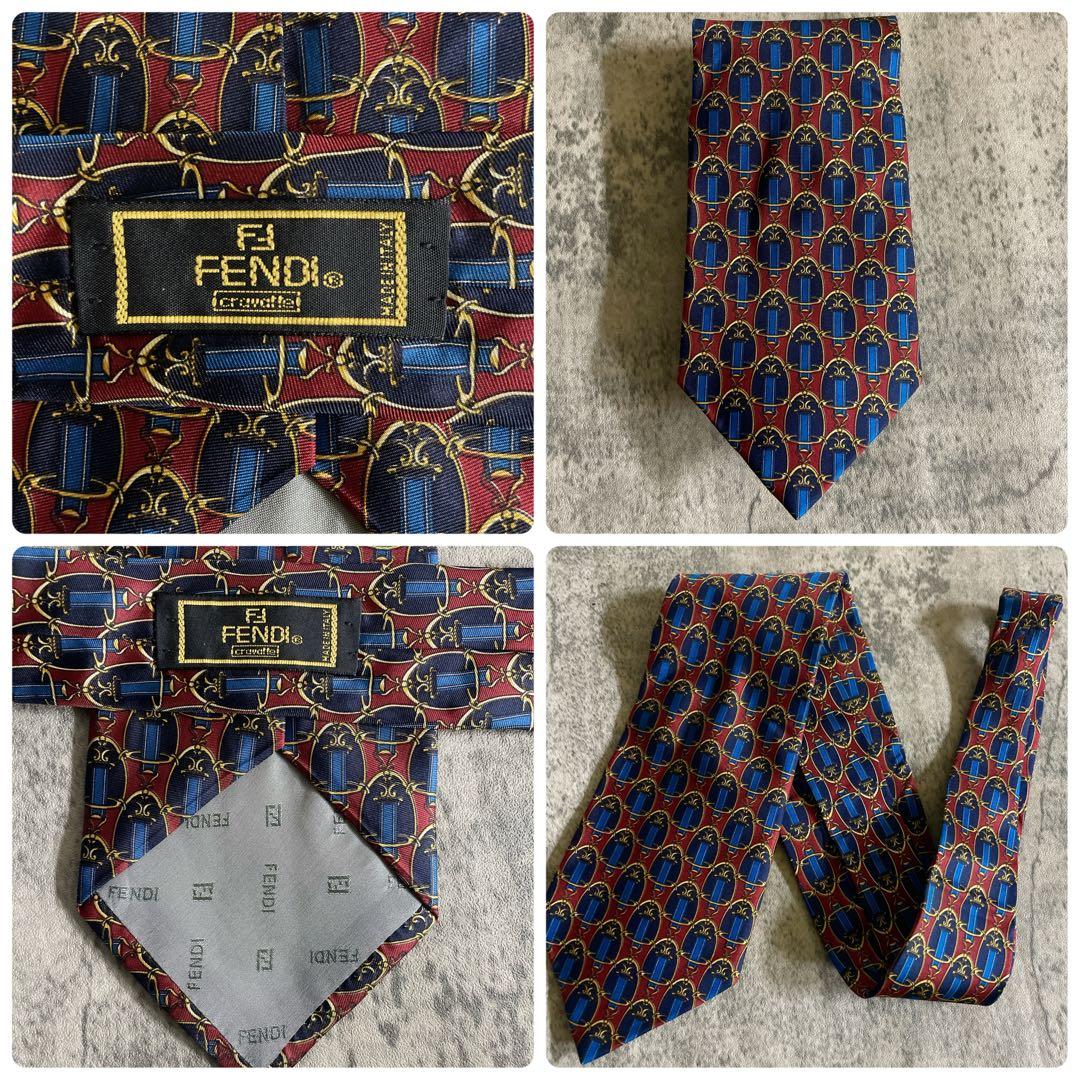 極美品 FENDI ネクタイ × イタリア製 極上ウール ダブルスーツ XL