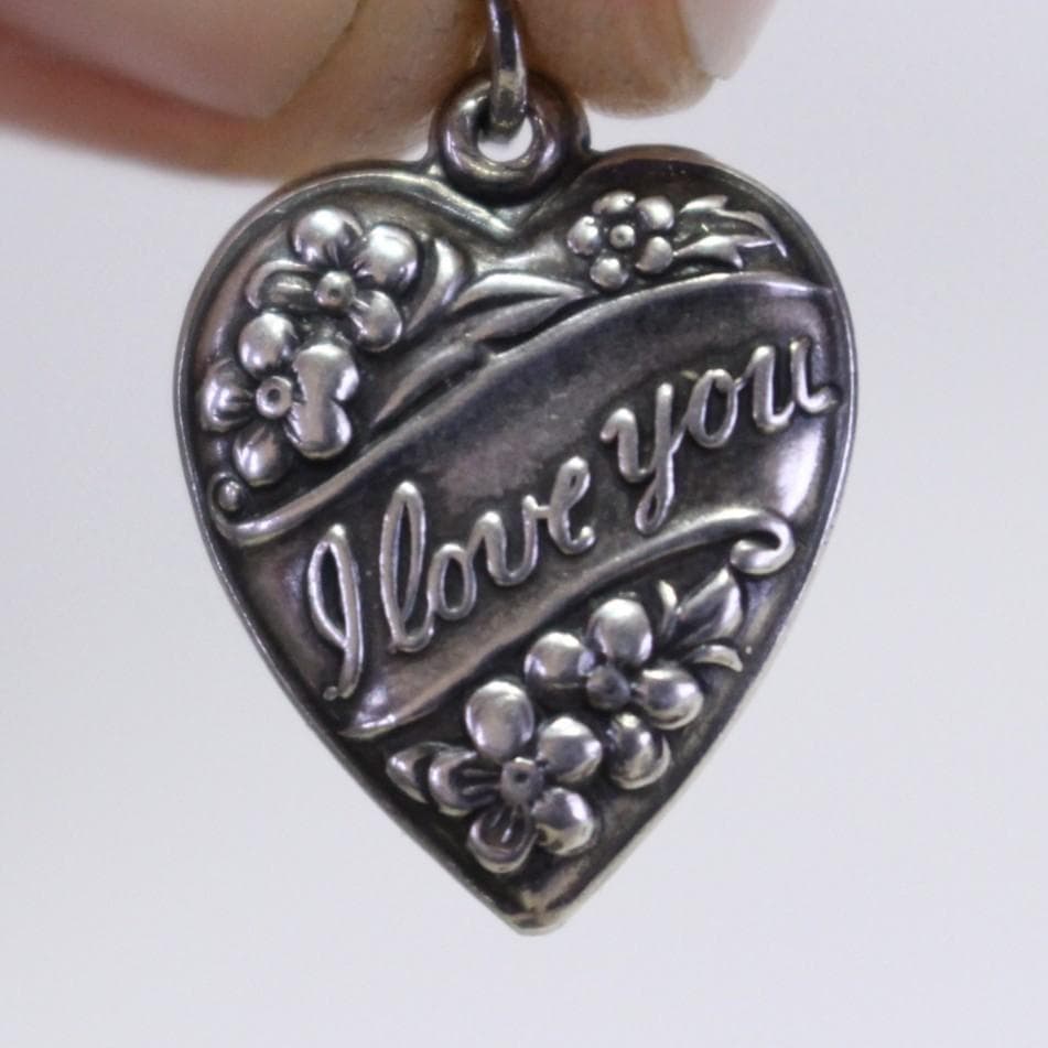 40s　スウィートハートジュエリー　シルバー　ギフトに　ILOVEYOU 勿忘草