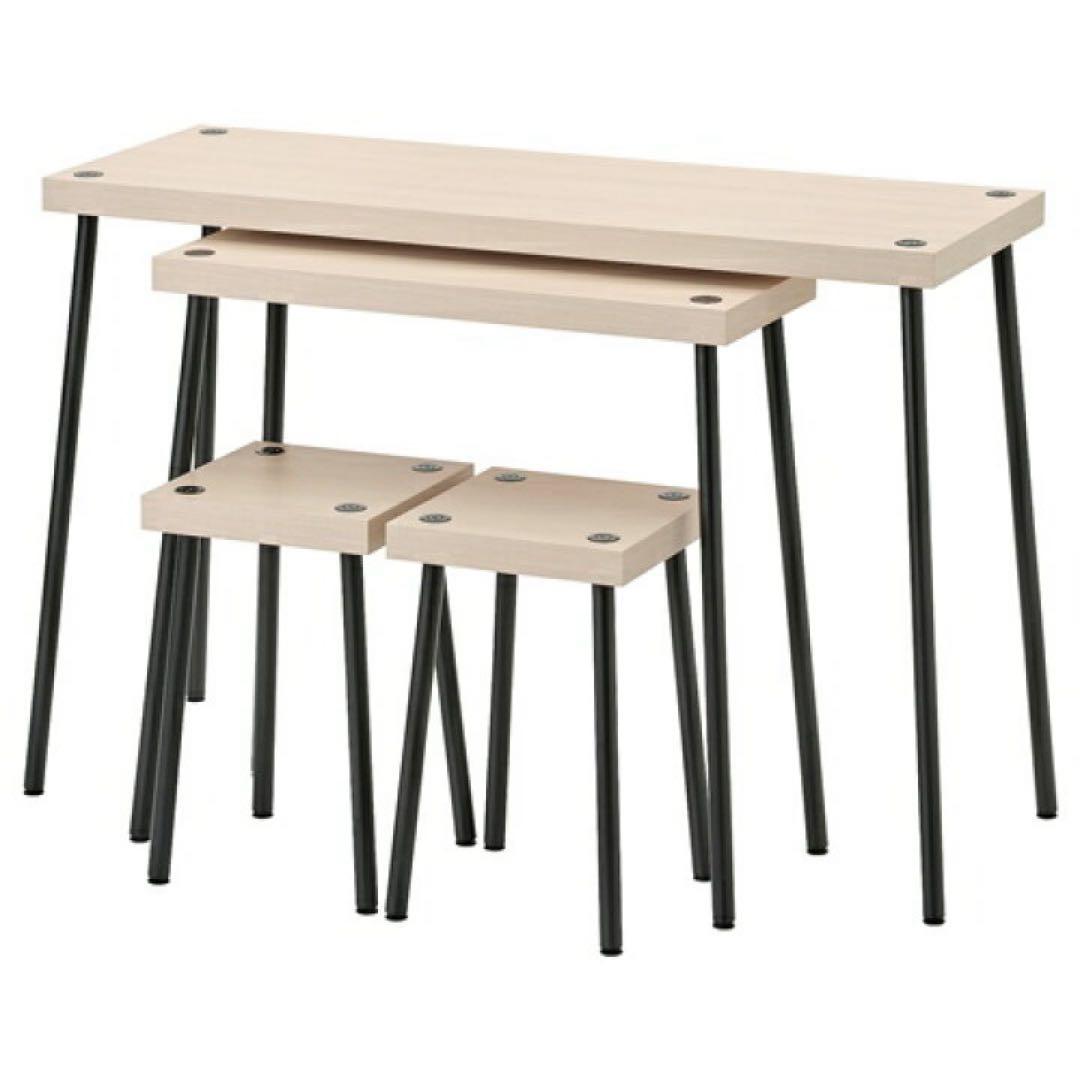 イケア　IKEA フリードネス　FRIDNÄS ネストテーブル2脚　スツール2脚