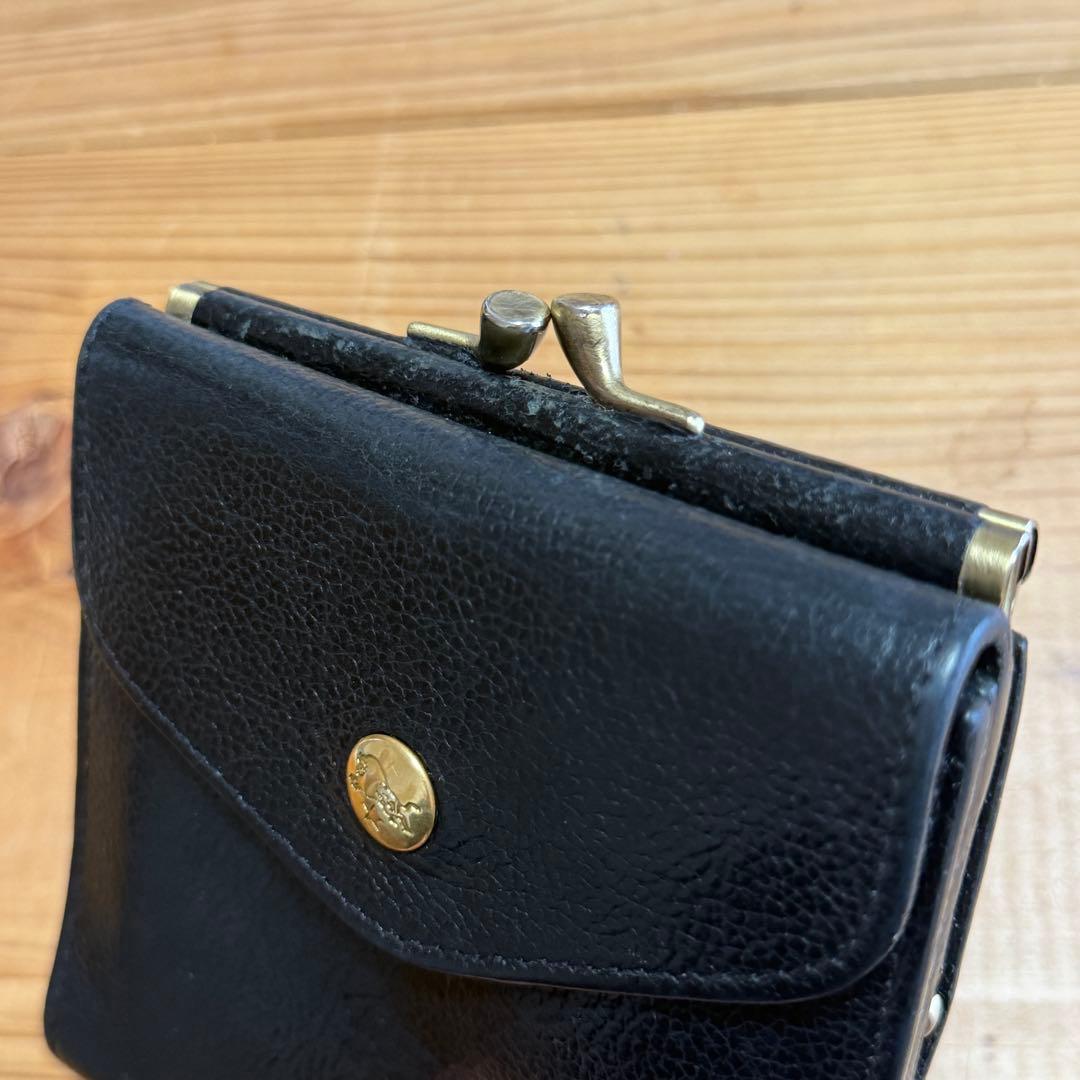イルビゾンテ IL BISONTE 二つ折り財布 がま口 レザー ブラック