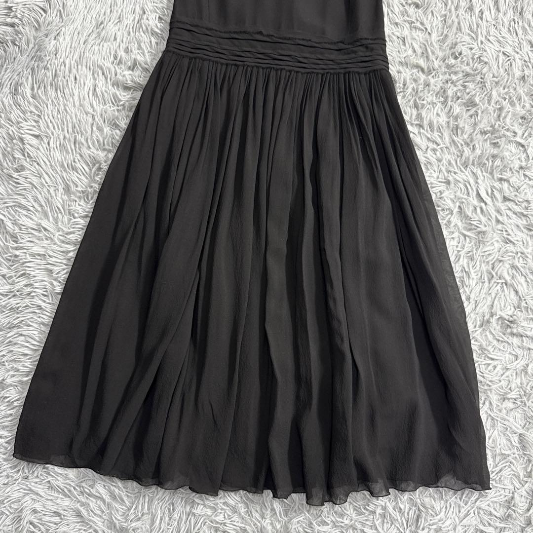美品✨フォクシー 2WAYシルクプリーツワンピース ドレス 黒 クリーニング済