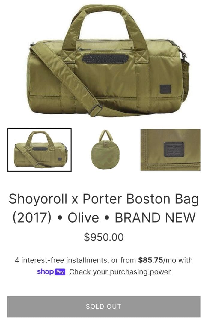 バッグ Shoyorollx Porter Boston Bag Olive