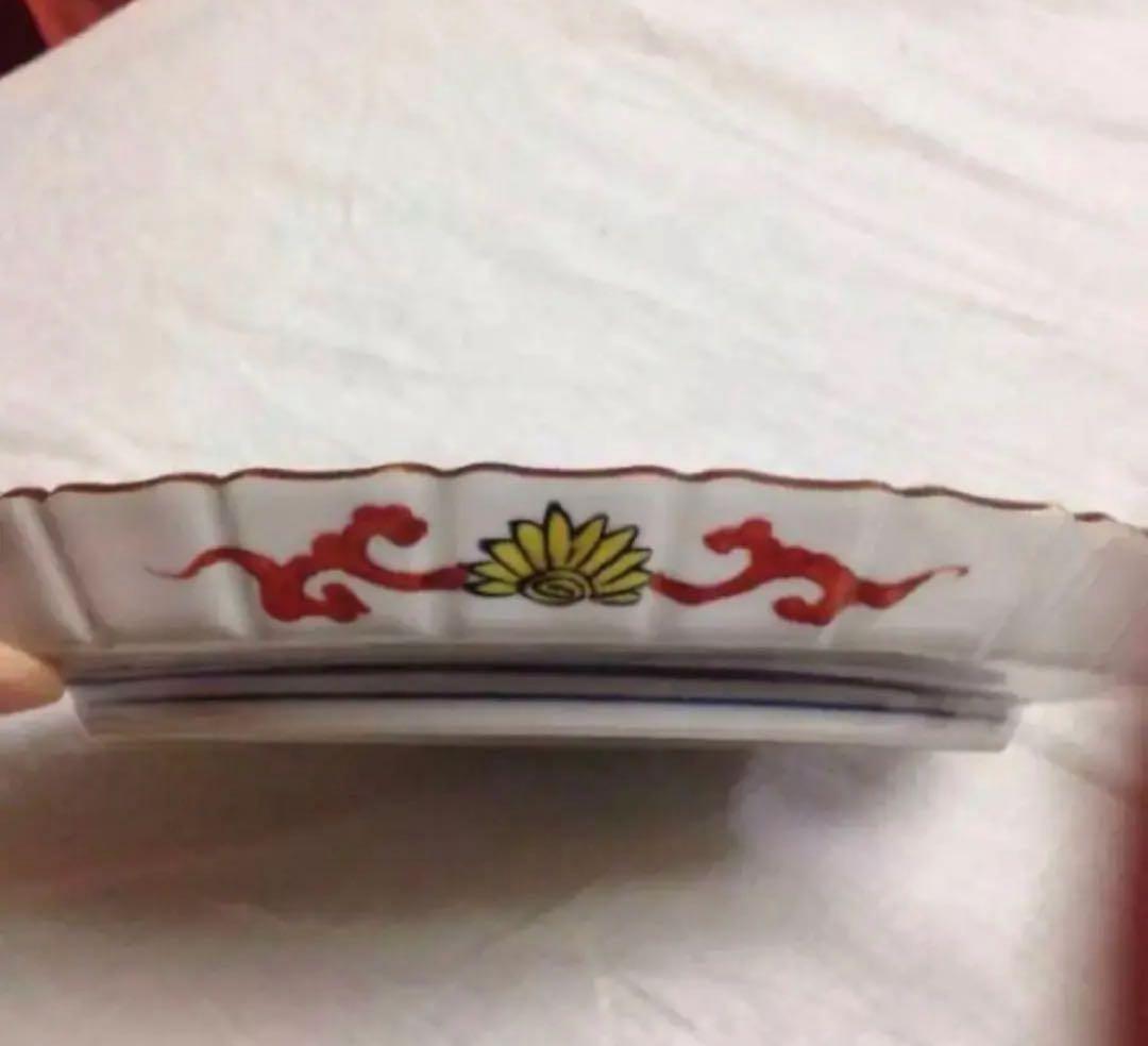 九谷焼　角福銘 花鳥文皿