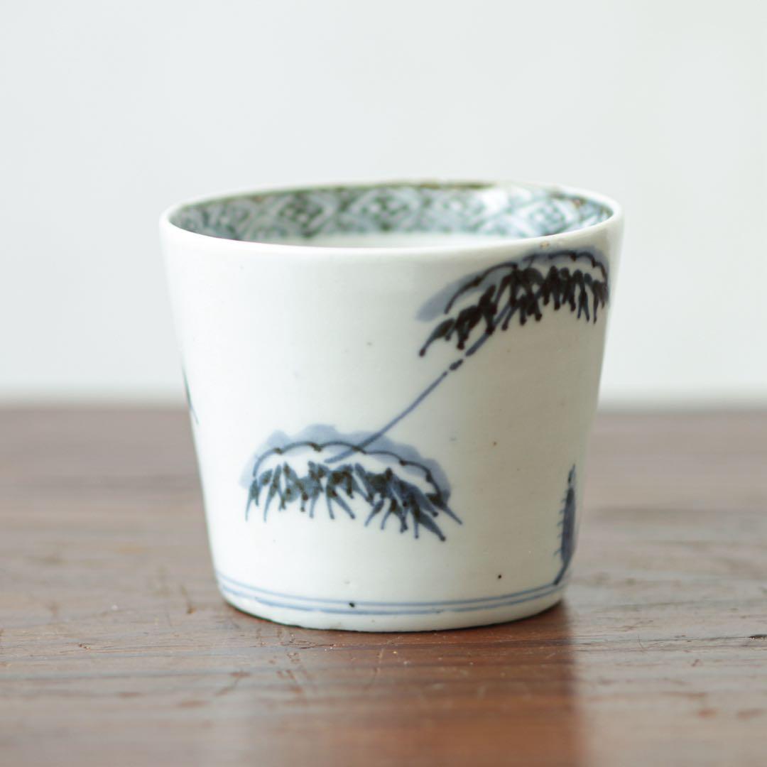 古伊万里　伊万里　江戸　後期　蕎麦猪口　染付　雪中筍掘り図