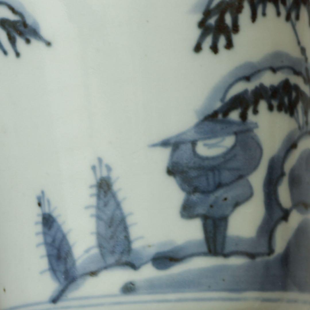 古伊万里　伊万里　江戸　後期　蕎麦猪口　染付　雪中筍掘り図