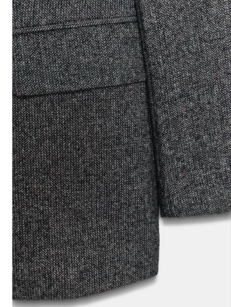 ZARAグレーヘリンボンウールブレザーM