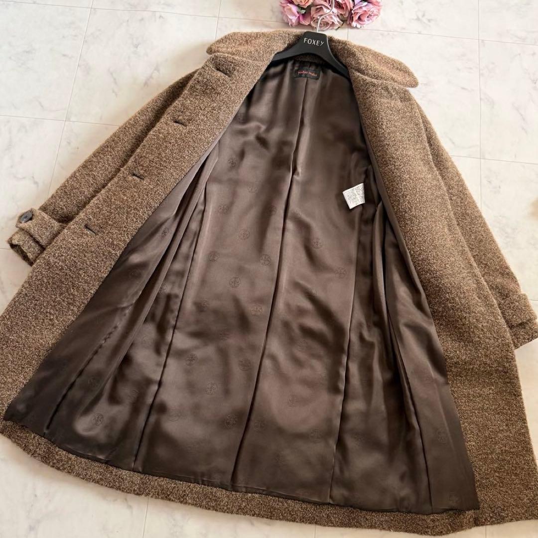 美品★YOSHIE INABA高級ダウンコート 上質アルパカ混 裏地絹 ゆったり