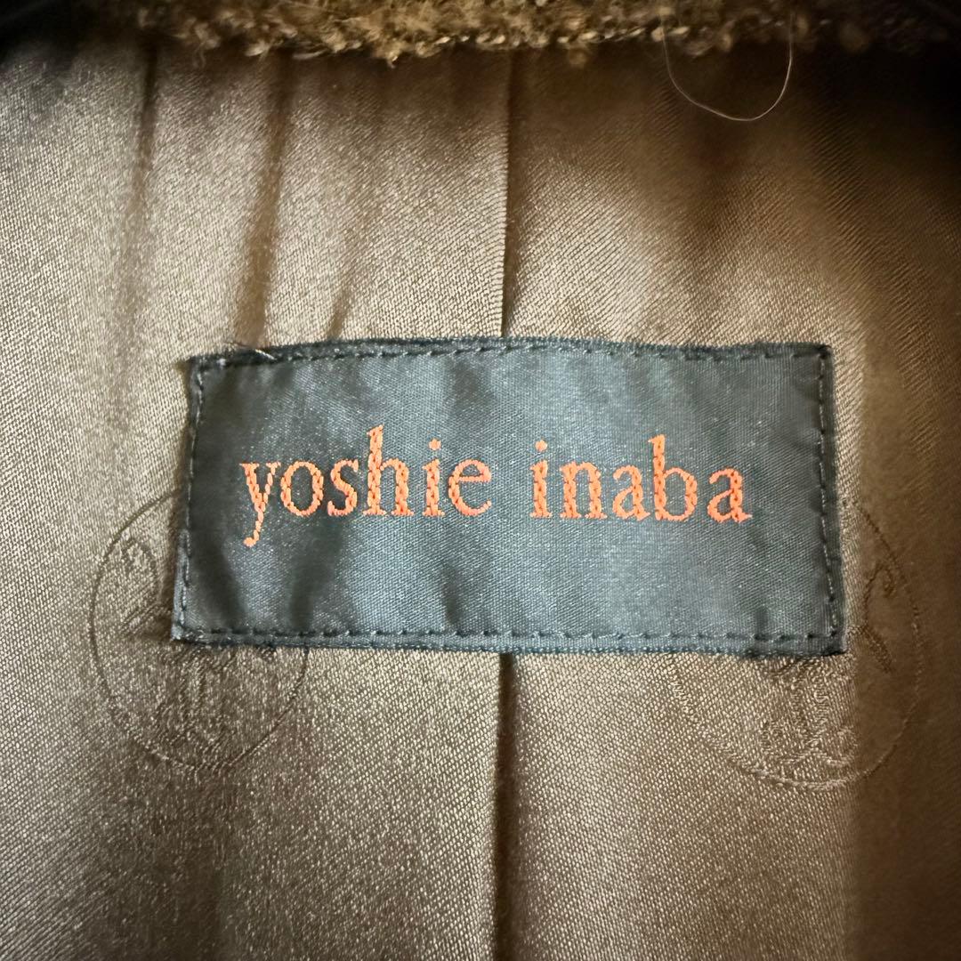 美品★YOSHIE INABA高級ダウンコート 上質アルパカ混 裏地絹 ゆったり
