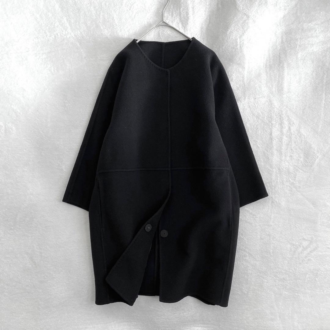 【美品✨】ドゥーズィエムクラス　Victorianリバーノーカラーコート　黒