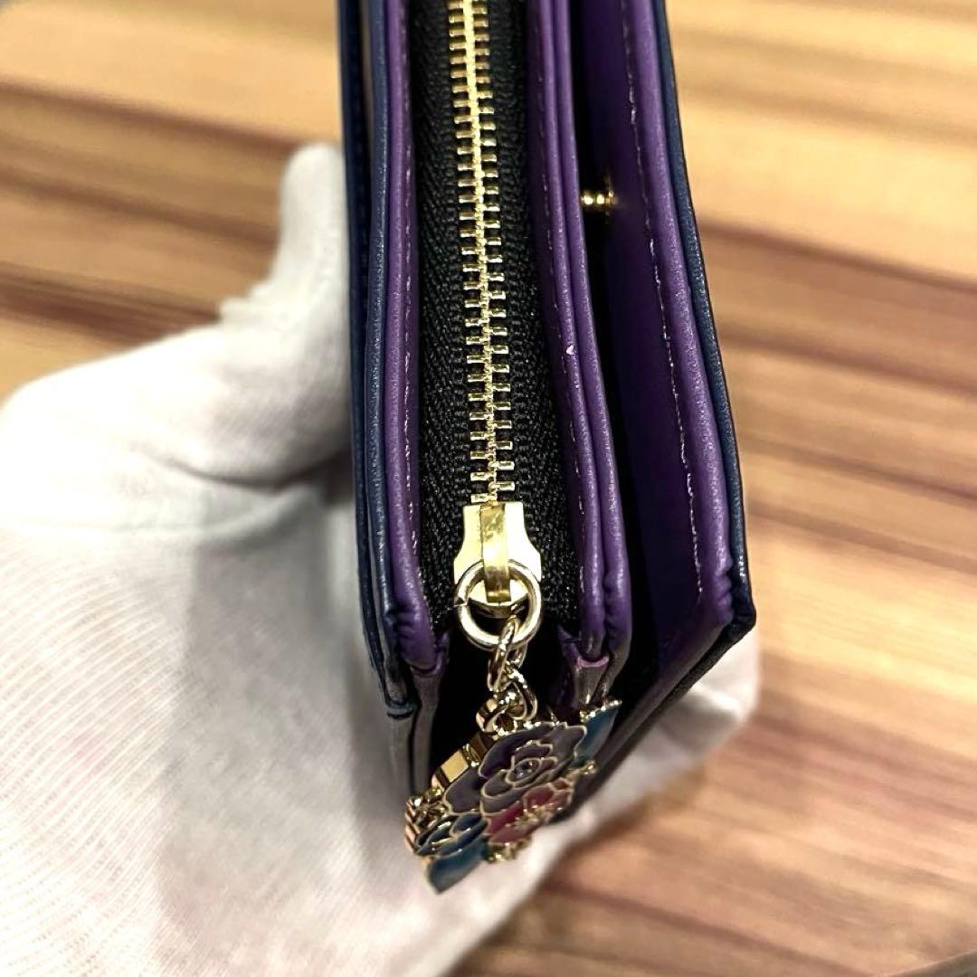 ✨希少✨新品✨ANNA SUI アナスイ 二つ折り財布 本革 刺繍ロゴ ネイビー