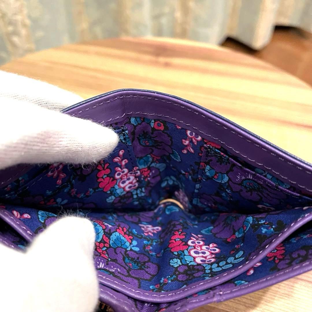✨希少✨新品✨ANNA SUI アナスイ 二つ折り財布 本革 刺繍ロゴ ネイビー