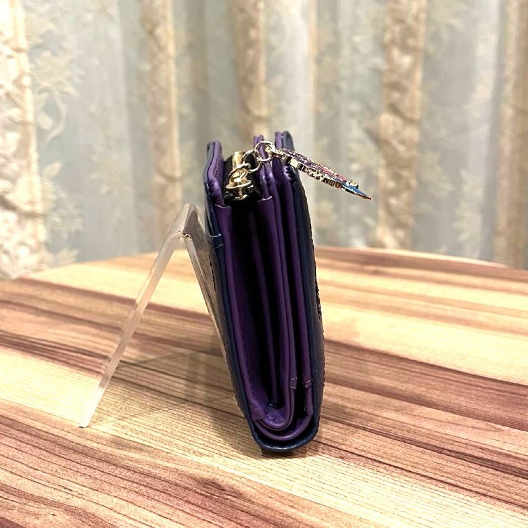 ✨希少✨新品✨ANNA SUI アナスイ 二つ折り財布 本革 刺繍ロゴ ネイビー