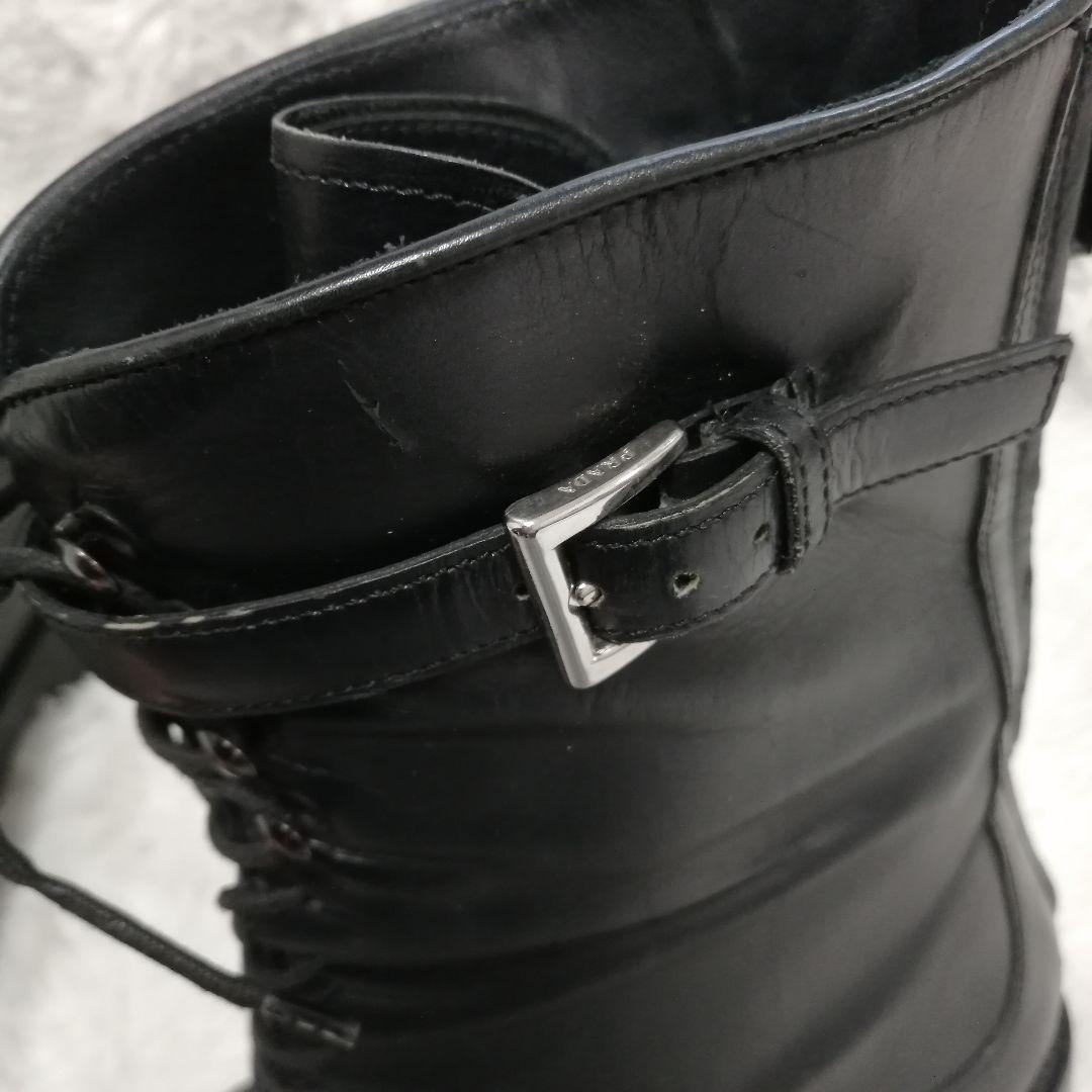 PRADA レースアップ ブーツ レザー ブラック
